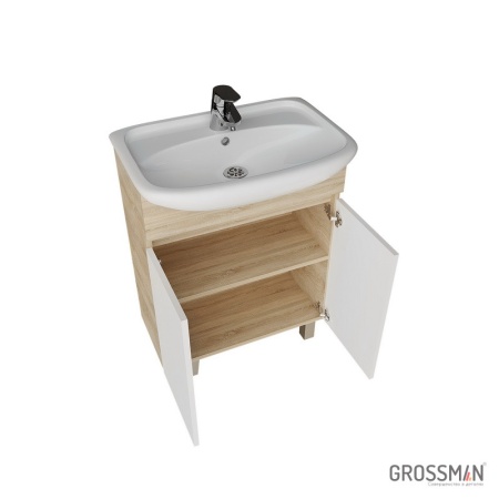 Тумба напольная Grossman ПОЛО-60 см дуб сонома/белая