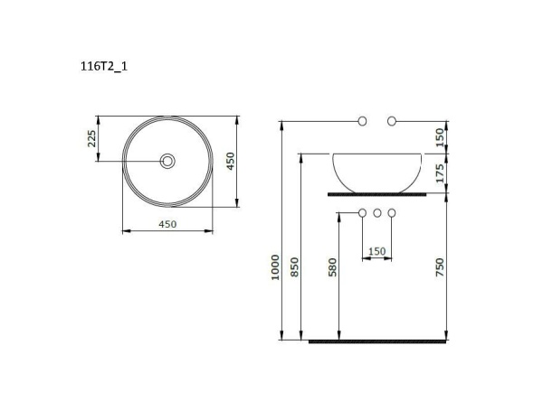 Раковина Ambassador Queen 116T20001 (450x450x175) белая
