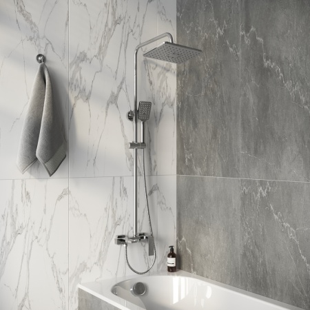Душевая стойка Grossman Style 500.K35.05.100 с верхним душем,ручной лейкой и смесителем,хром глянцевый,1 место