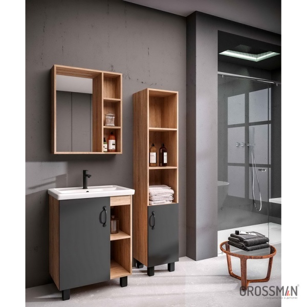 Зеркало Grossman ФЛАЙ-60 см дуб сонома