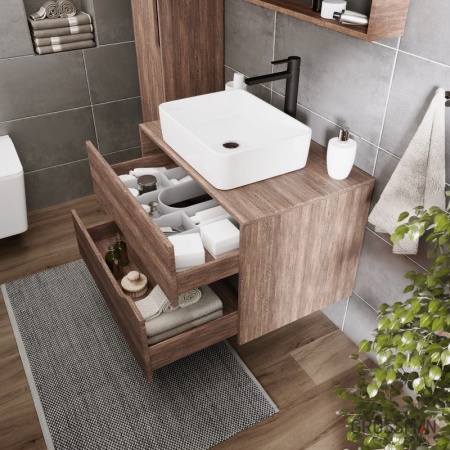 Тумба подвесная Grossman ЛАЙФ-80 см с 2-я ящиками темное/графит