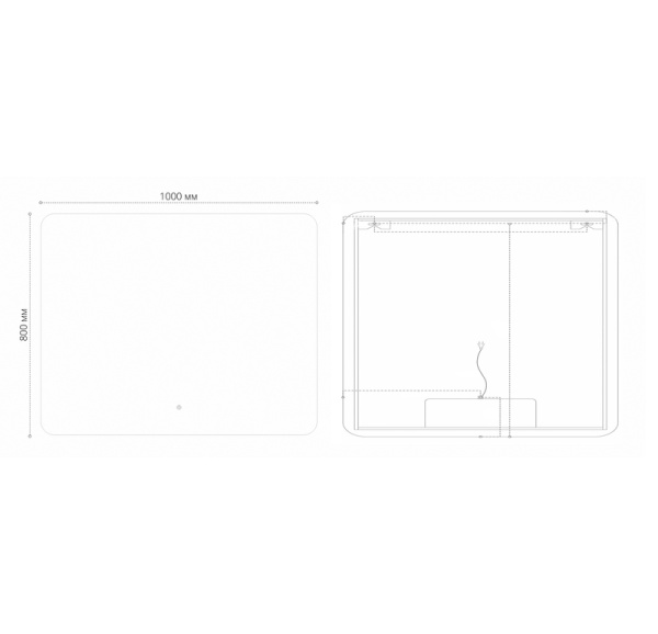 Зеркало ELEGANS-норма BLACK (1000*800*45) LED с сенсорным выключателем и подогревом