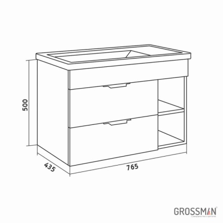 Тумба подвесная Grossman ФОРТА-80 см темный дуб галифакс