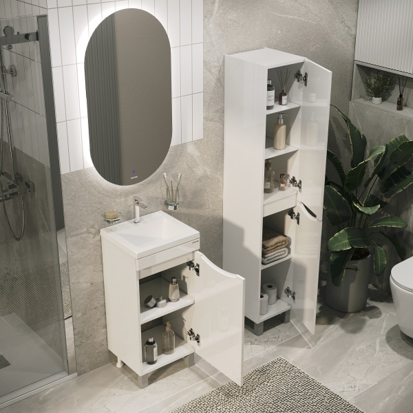 Тумба напольная "ВИСТА-40 см" с 1-ой двер.,правая, белый глянец (ум. Alice-40)