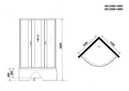 Душевая кабина Niagara NG 2309-14BK Без крыши