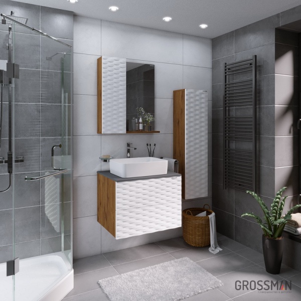 Шкаф-зеркало Grossman АЛЬБА-65 см лев веллингтон/белый