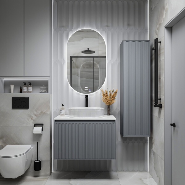 Тумба подвесная "КРИСТАЛЛ-80 см" с 1 ящ. графит матовая