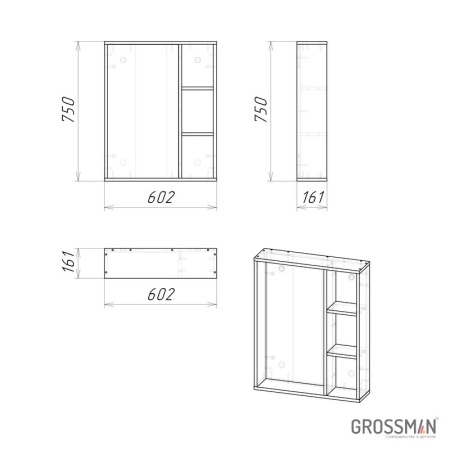 Зеркало Grossman ФЛАЙ-60 см дуб сонома