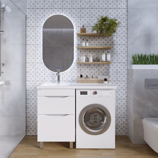 Тумба напольная "ВИЛАР-50" под стиральную машину с 2-я ящ. белая (ум. Камилла-110)