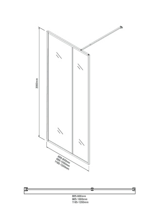 Душевая перегородка Niagara Nova NG-481-90FBLACK (90х200) черный матовый,стекло рифленое/тонированное,1 место