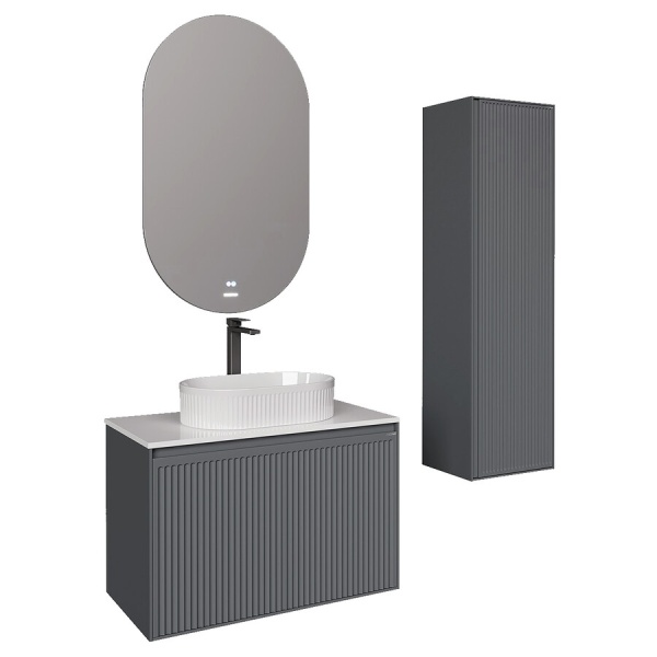 Тумба подвесная "КРИСТАЛЛ-80 см" с 1 ящ. графит матовая