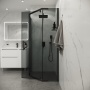 Душевое ограждение Niagara Eco NG-1009-14DT (90х90х190) трапеция,распашное,черный,стекло тонированное,1 место