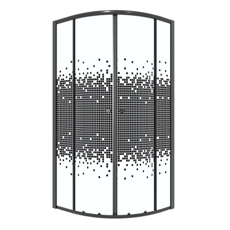 Душевое ограждение Niagara Eco NG-1003-14BLACK (80х80х190) четверть круга,раздвижное,черный,стекло мозаика,1 место