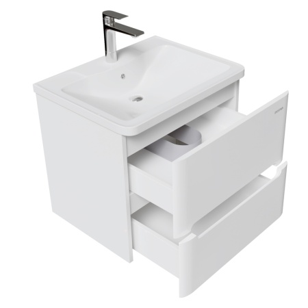 Тумба подвесная "АДЕЛЬ-НОРМА-60 см" с 2-я ящ. белый глянец (ум. Aдель-60)