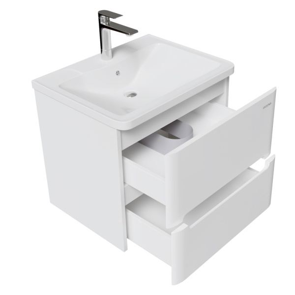 Тумба подвесная "АДЕЛЬ-НОРМА-60 см" с 2-я ящ. белый глянец (ум. Aдель-60)