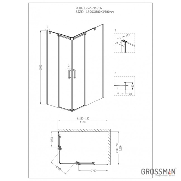 Душевой уголок Grossman Galaxy GR-3120 R