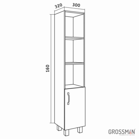 Пенал напольный Grossman ФЛАЙ-30 см дуб сонома/серая