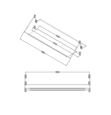 Полка-вешалка Niagara Nova NG1020B (100 см) черный матовый,1 место