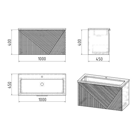 Тумба подвесная "БЛИСС-100 см" с 1 ящ. беж. матовая (ум. Блисс-100 см.)