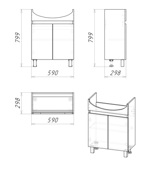 Тумба напольная "ПОЛО-60 см" (разобранный вид) дуб сонома/белая (ум.Уют-60)