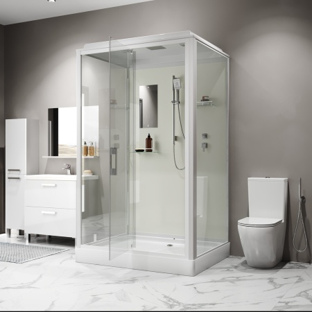 Душевая кабина Niagara Standart ST120/90/15Q (120х90х215) прямоугольник,поддон 15см,распашная,проф.белый,3 места