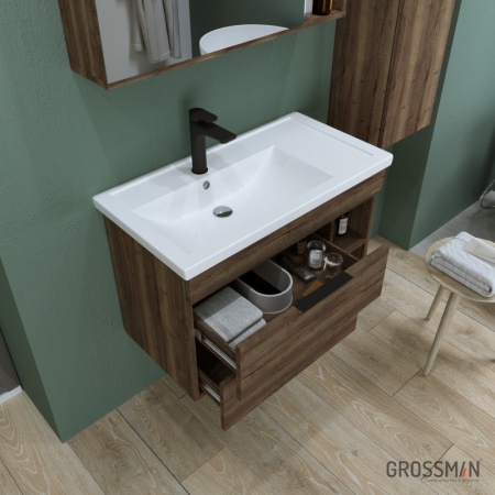 Тумба подвесная Grossman ФОРТА-80 см темный дуб галифакс