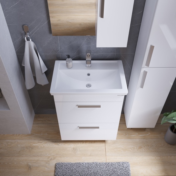 Тумба напольная "НЕО-60 см" с 2-я ящ. белая (ум.Фостер-60)