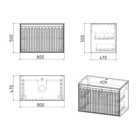 Тумба подвесная "КРИСТАЛЛ-80 см" с 1 ящ. беж. матовая