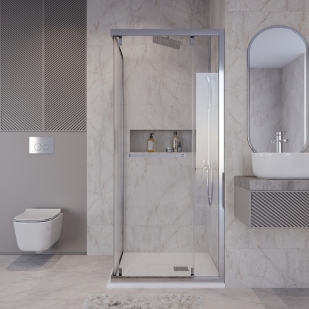 Душевое ограждение Niagara Nova NG-6635-34 (100х100х195) квадрат,хром,двери раздвижные,стекло прозрачное,1 место