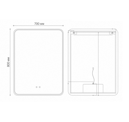 Зеркало ELEGANS-норма BLACK (700*800*45) LED с сенсорным выключателем и подогревом