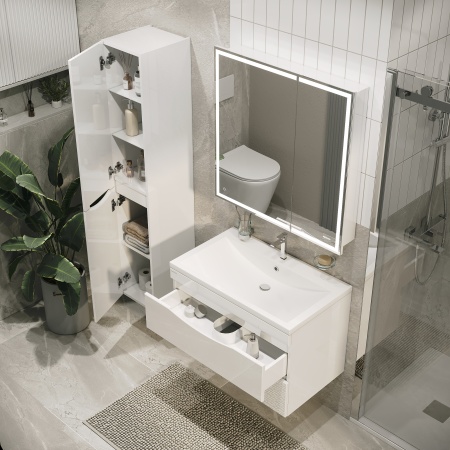 Пенал подвесной "ВИСТА-30 см" левый, белый глянец