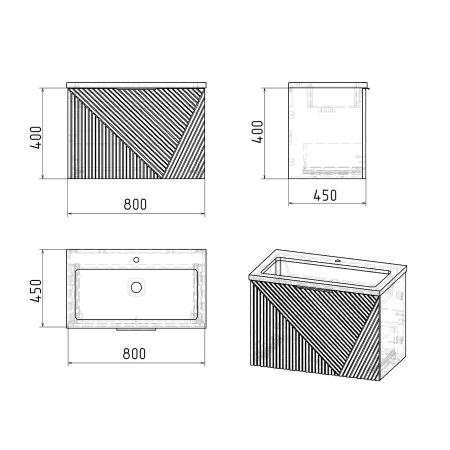 Тумба подвесная "БЛИСС-80 см" с 1 ящ. беж. матовая (ум. Блисс-80 см.)