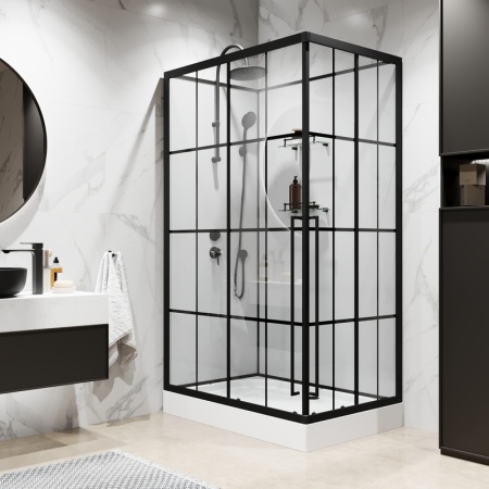 Душевая кабина Niagara Standart ST120/80/15QL/KL/BKT (120х80х225) низкий поддон(15см),черный,стекло прозрачное,3 места