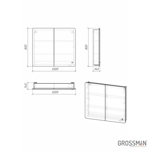 Шкаф-зеркало Grossman АДЕЛЬ-100 см с LED подсветкой