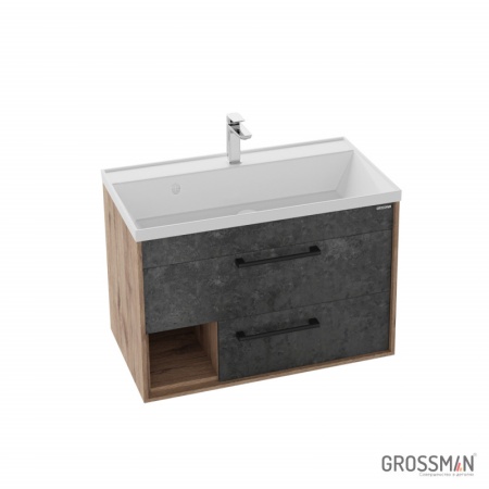 Тумба подвесная Grossman РЕАЛ-80 см веллингтон/бетон