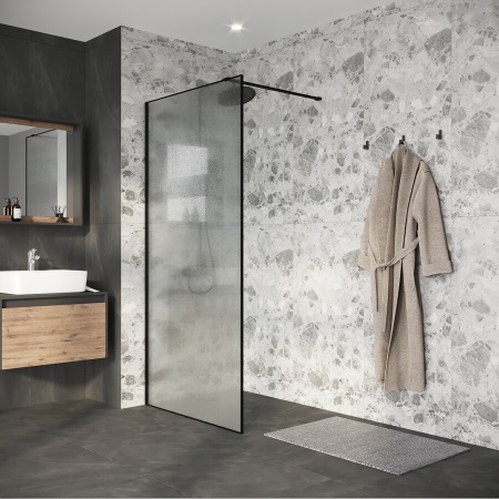 Душевая перегородка Niagara Nova NG-781-12BLACK (120х200) черный матовый,стекло эффект битого стекла,1 место