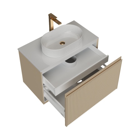 Тумба подвесная "КРИСТАЛЛ-80 см" с 1 ящ. беж. матовая