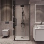 Душевое ограждение Grossman Cosmo 300.K33.02.8080.42.00 (80х80х195) квадрат,раздвижная,графит сатин,стекло прозрачное, 1 место