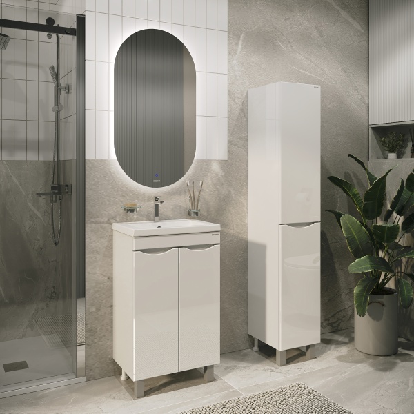 Тумба напольная "ВИСТА-50 см" с 2-мя двер., белый глянец (ум. Alice-50)