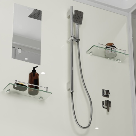 Душевая кабина Niagara Standart ST100/80/15Q (100х80х215) прямоугольник,поддон 15см,распашная,проф.белый,3 места