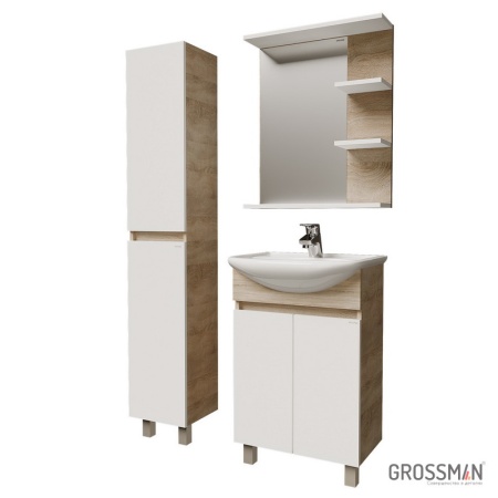 Тумба напольная Grossman ПОЛО-55 см дуб сонома/белая