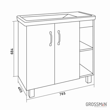 Тумба напольная Grossman ФЛАЙ-80 см дуб сонома/серая