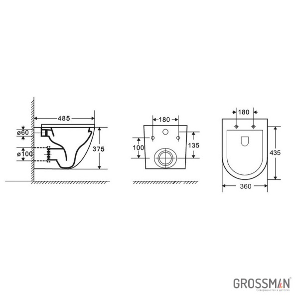 Унитаз подвесной Grossman GR-4455OLMS