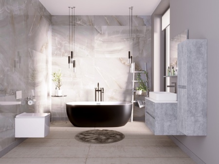 Ванна отдельностоящая Grossman Classic GR-2502MB (160х80х58) цвет черный/белый матовый,1 место