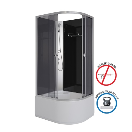 Душевая кабина Niagara Eco E100/80/40L/TN/BK (100х80х195) высокий поддон(40см),стекло черное,4 места