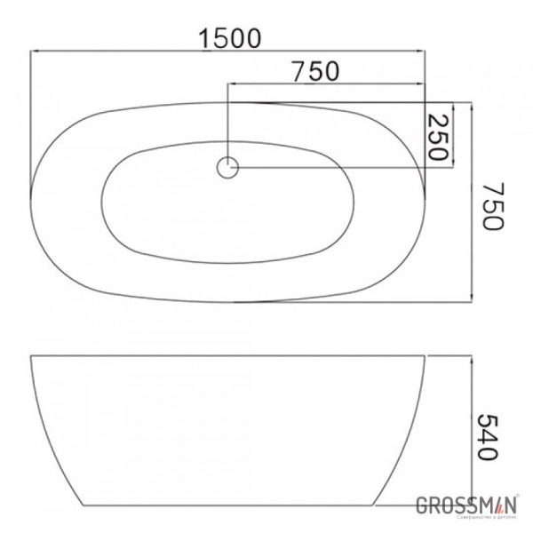 Отдельностоящая ванна Grossman GR-2401 M Black