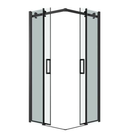 Душевое ограждение Grossman Classic 300.K33.04.1010.21.00 (100х100х195) квадрат,раздвижная,черный матовый, стекло прозрачное, 2 места