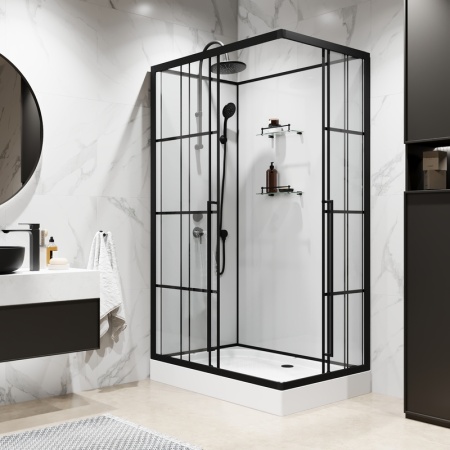 Душевая кабина Niagara Standart ST120/80/15QL/KL/BKT (120х80х225) низкий поддон(15см),черный,стекло прозрачное,3 места