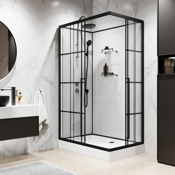 Душевая кабина Niagara Standart ST120/80/15QL/KL/BKT (120х80х225) низкий поддон(15см),черный,стекло прозрачное,3 места