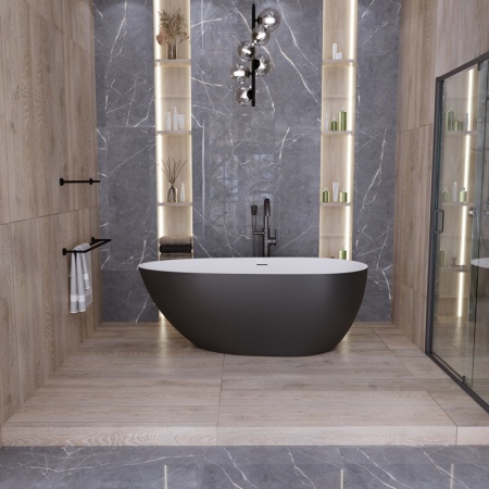 Ванна отдельностоящая Grossman Fly GR-1102MB (170х80х60) цвет черный/белый матовый,1 место